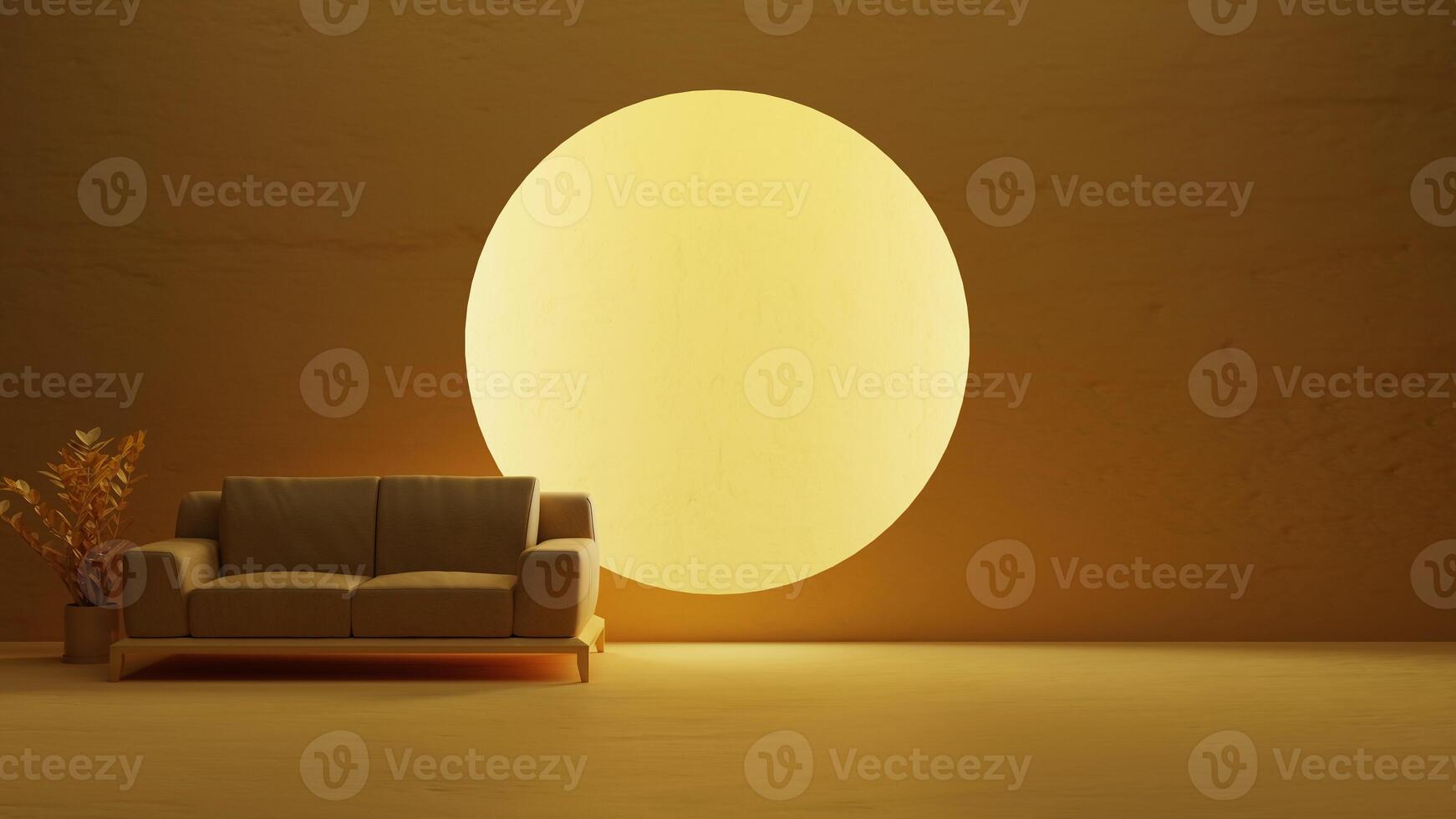 abstract background of yellow room with sofa, 3D rendering photo