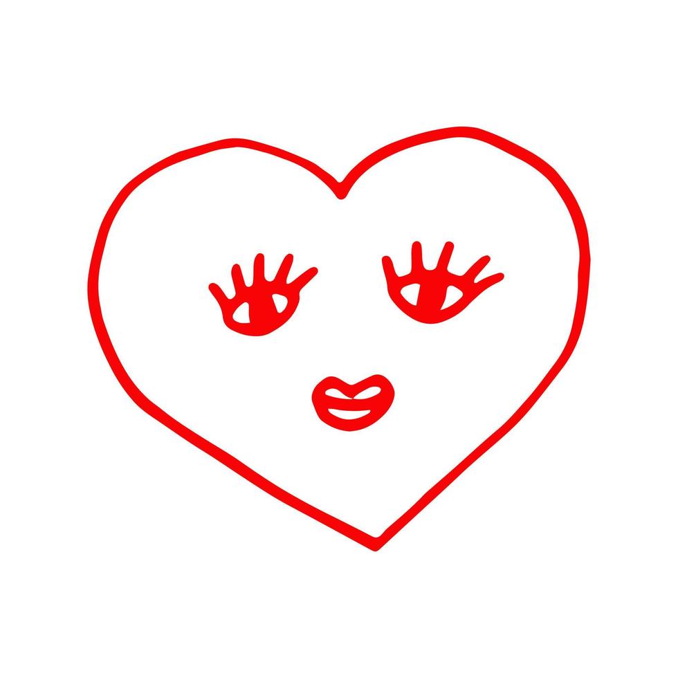 garabato dibujado a mano del corazón. , minimalismo, icono, pegatina decoración amor día de san valentín rojo vector