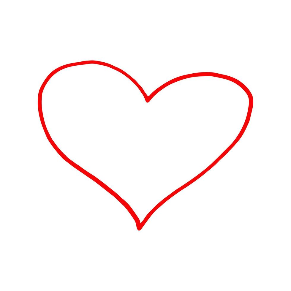 garabato dibujado a mano del corazón. , minimalismo, icono, pegatina decoración amor día de san valentín rojo vector