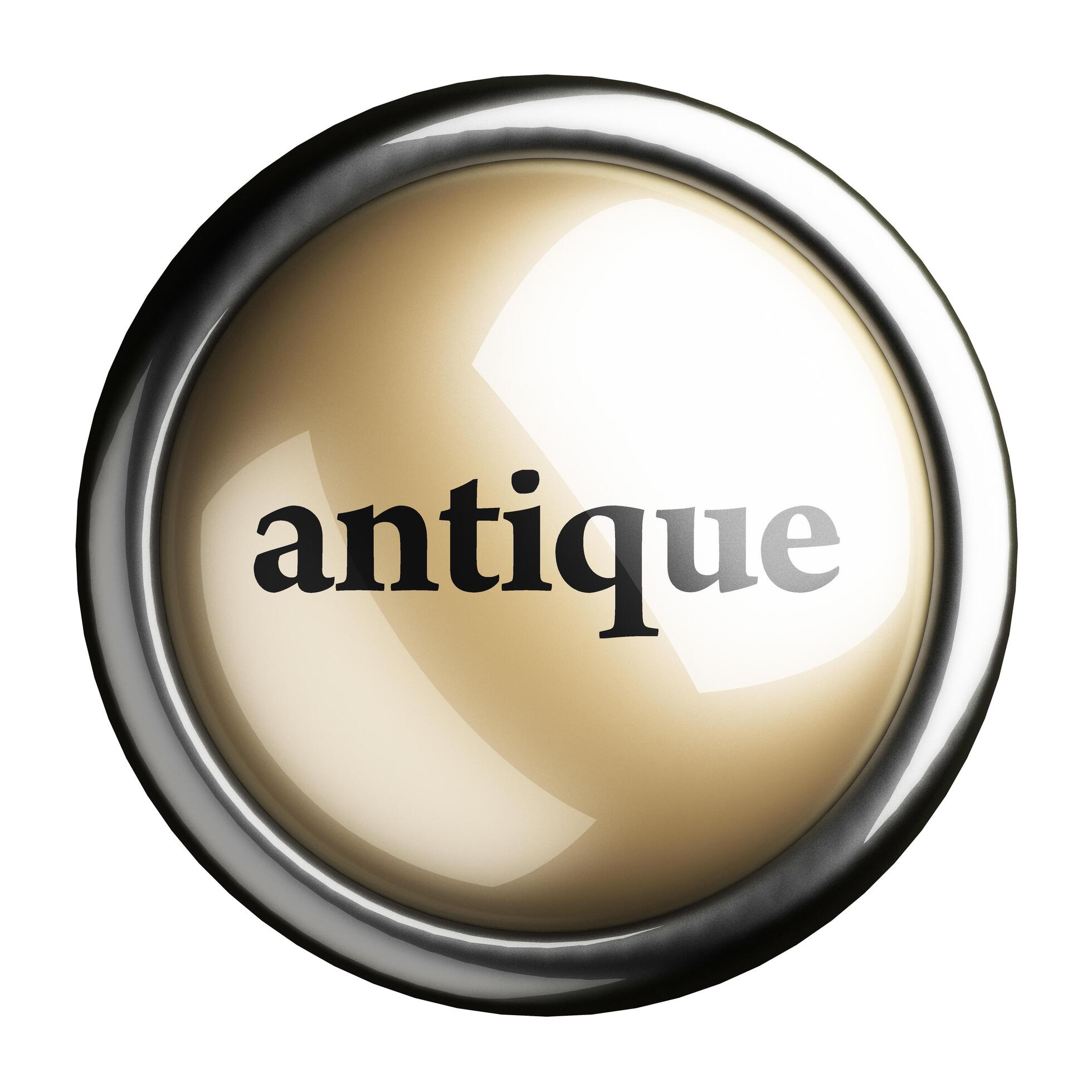 antique word on isolated button 6343731 Stock Photo at Vecteezy
