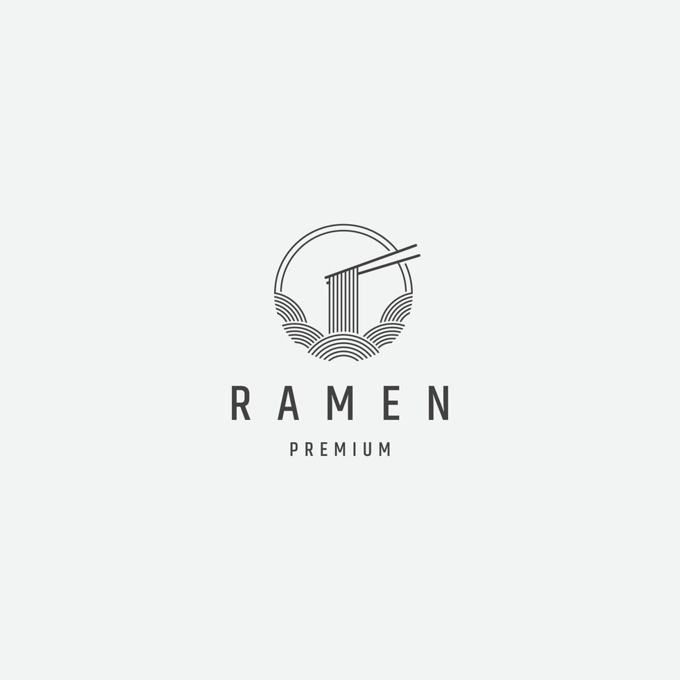 Ramen line logo design template vector