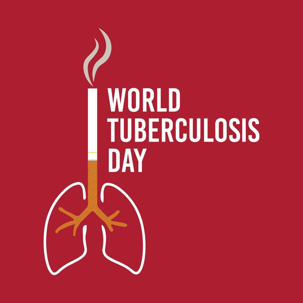 ilustración de pulmón y cigarrillo que representa la celebración del día mundial de la tuberculosis vector