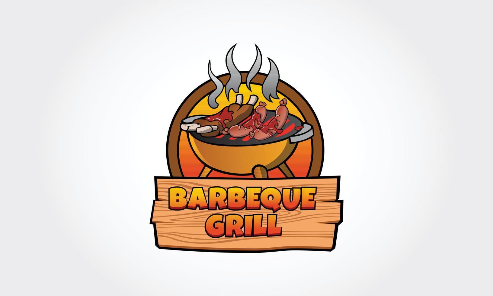 ilustración del logotipo del vector de parrilla de barbacoa. plantilla de logotipo de parrilla de barbacoa compleja y moderna. esto podría usarse en estaciones de barbacoa, barbacoa al aire libre, parrilla, restaurantes, etc.