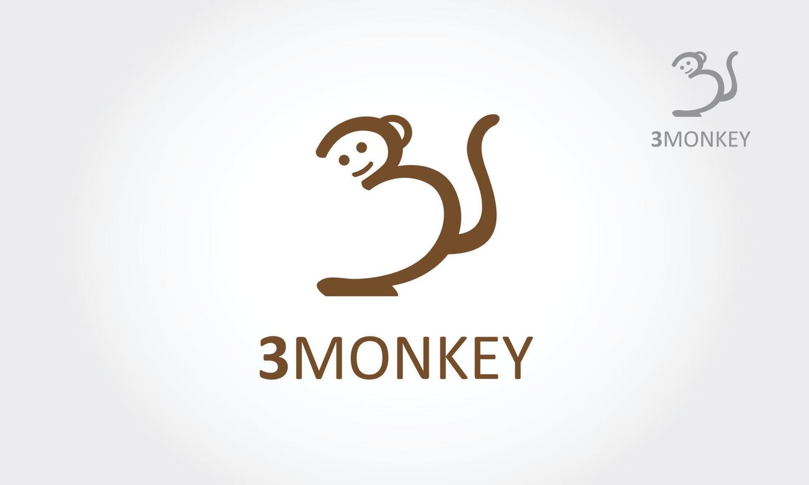 Plantilla de logotipo de 3 monos. vector agradable y suave. buen uso para su símbolo, logotipo, icono, diseño de etiqueta, papel tapiz o cualquier diseño que desee. muy fácil de usar, editar o cambiar de color.