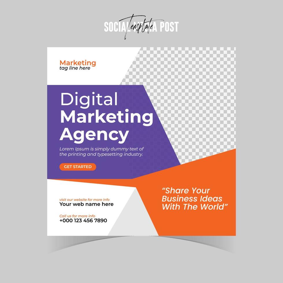 Digital Marketing Agency Social Media Post and banner Template, social media post web banner design template. vector