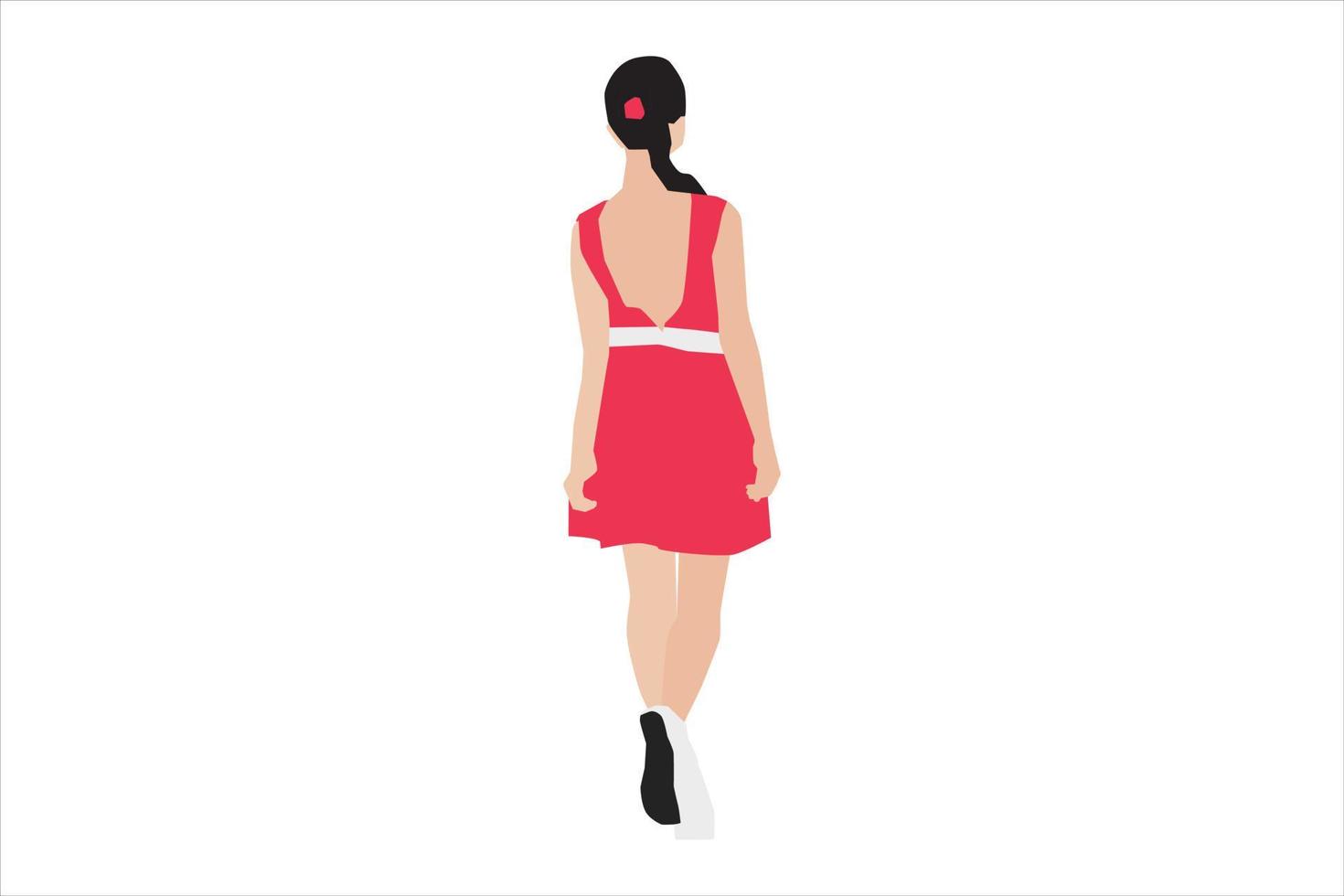 Vector illustration of elegant women walking on the sidewalk