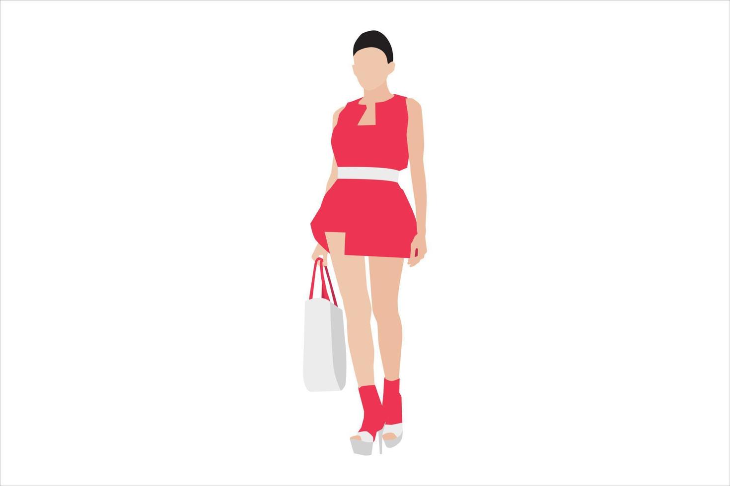 Vector illustration of fashionable women walking on the sidewalk