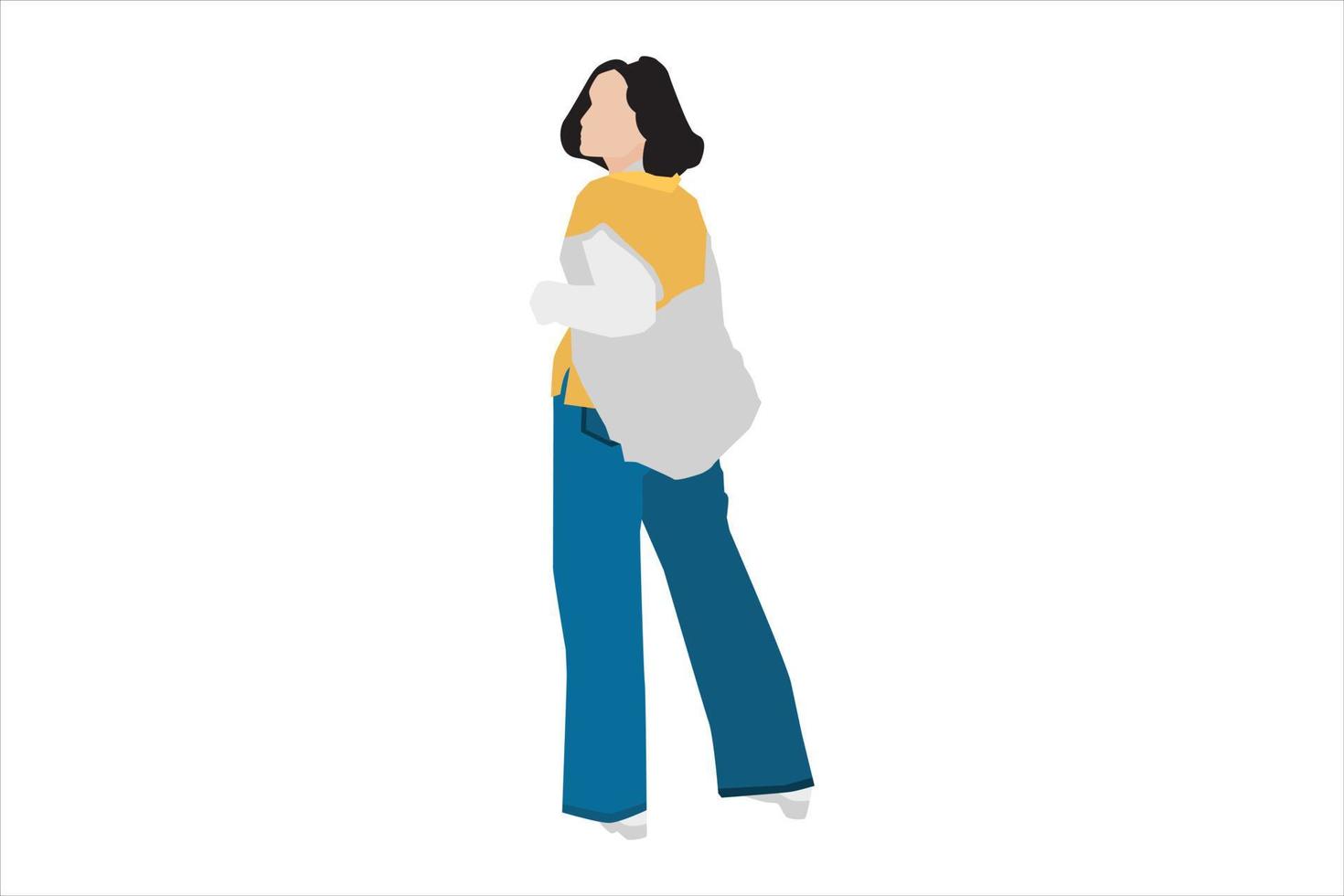 ilustración vectorial de mujeres casuales posando en la acera vector