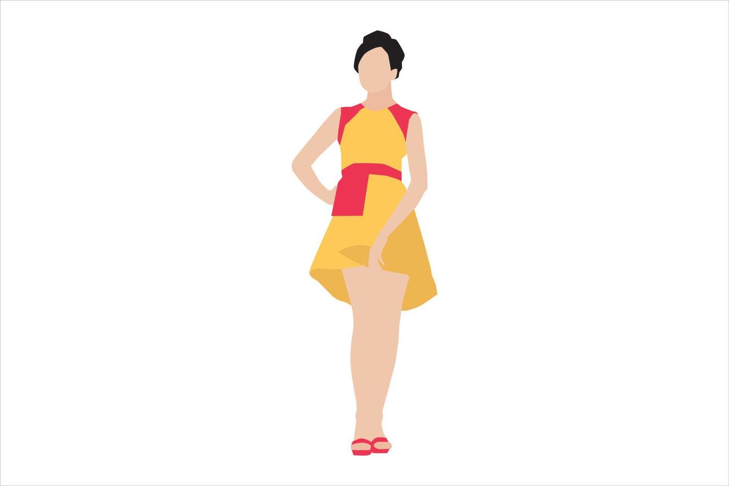 Vector illustration of elegant women posing on the sidewalk