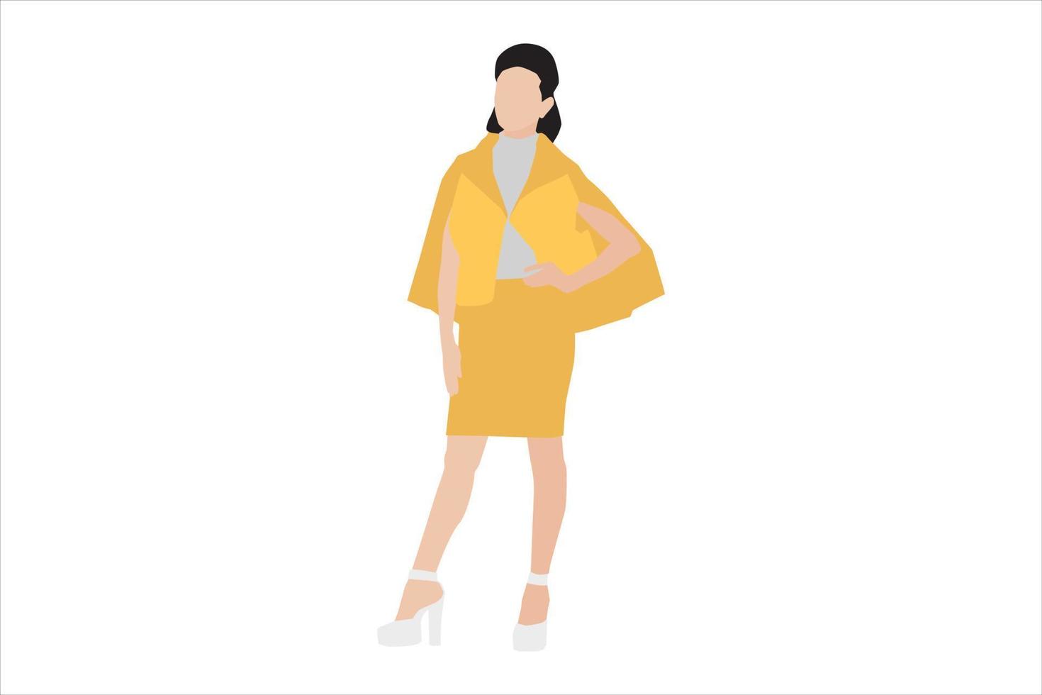 Vector illustration of elegant women posing on the sidewalk