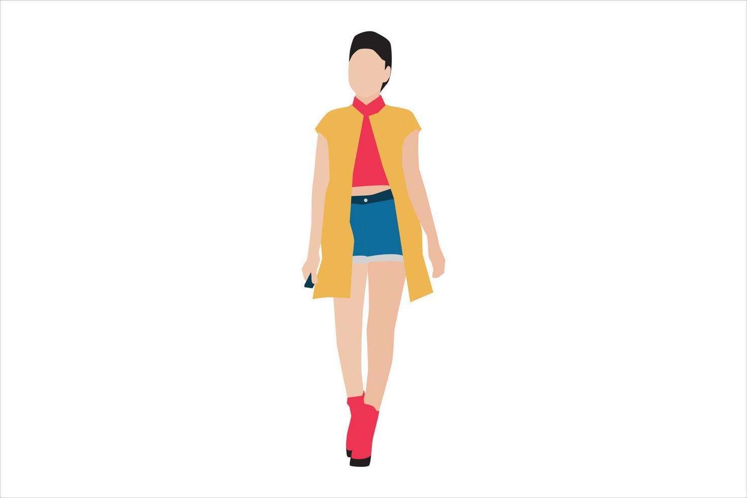 Vector illustration of fashionable women walking on the sidewalk