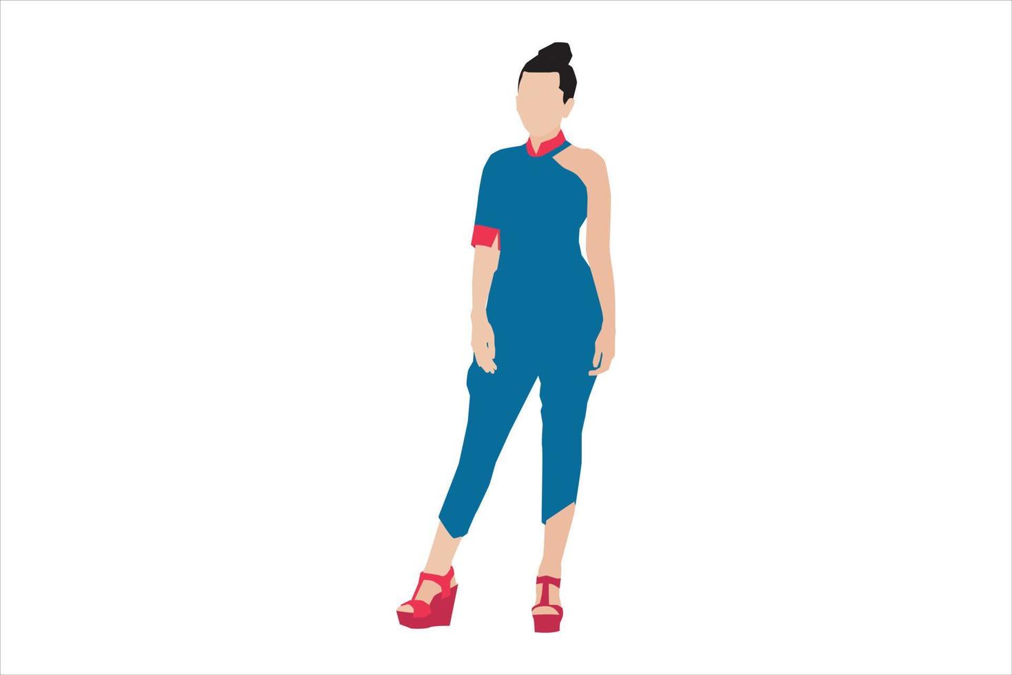 Vector illustration of fashionable women posing on the sidewalk