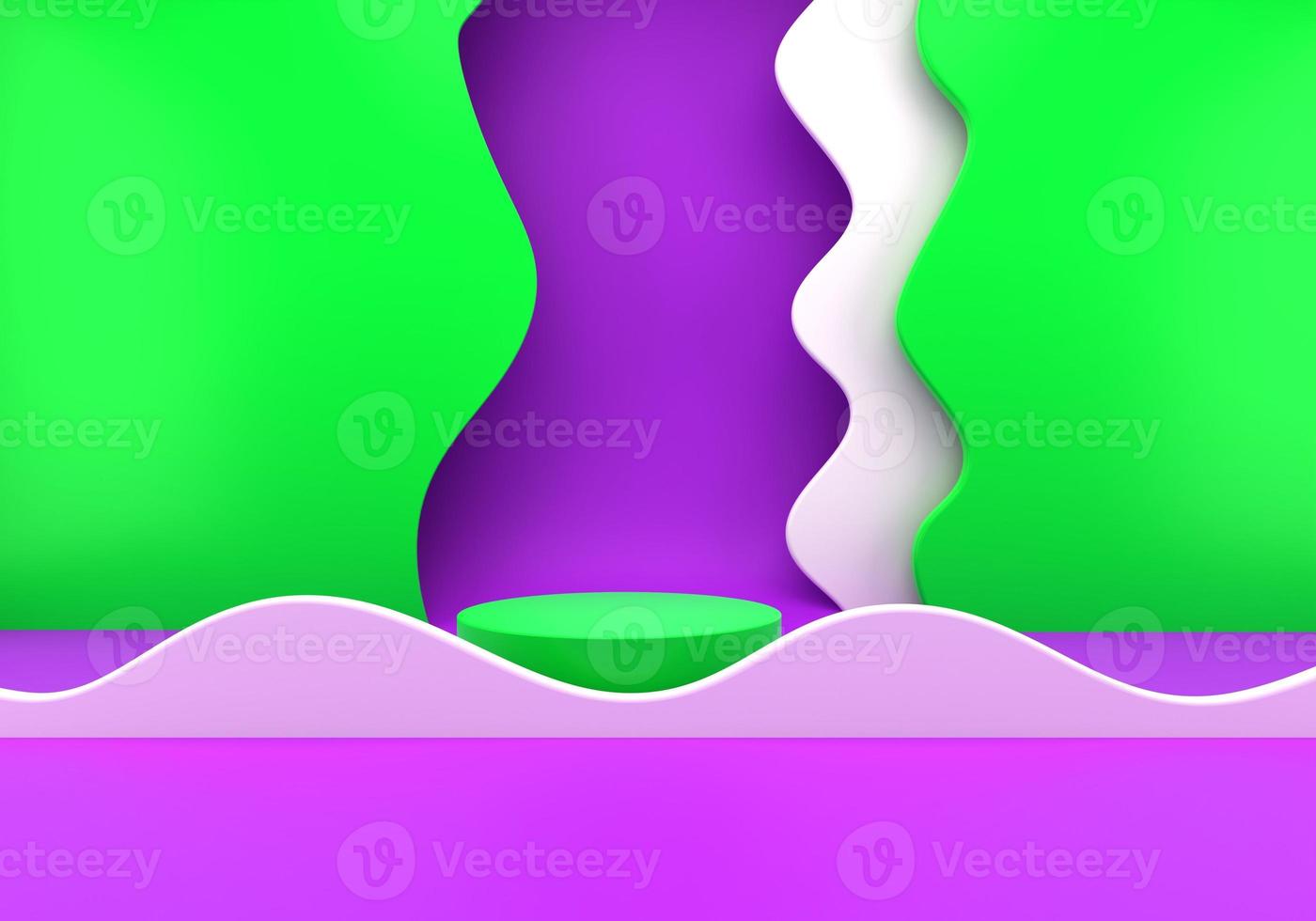Podium with paper waves. 3d rendering - illustration. photo