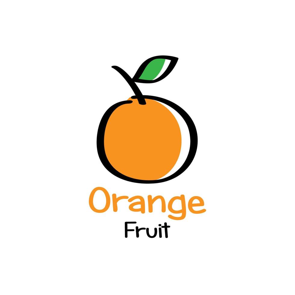 símbolo de logotipo de fruta naranja fresca, estilo de dibujos animados dibujados a mano para el logotipo de la empresa, etc. vector