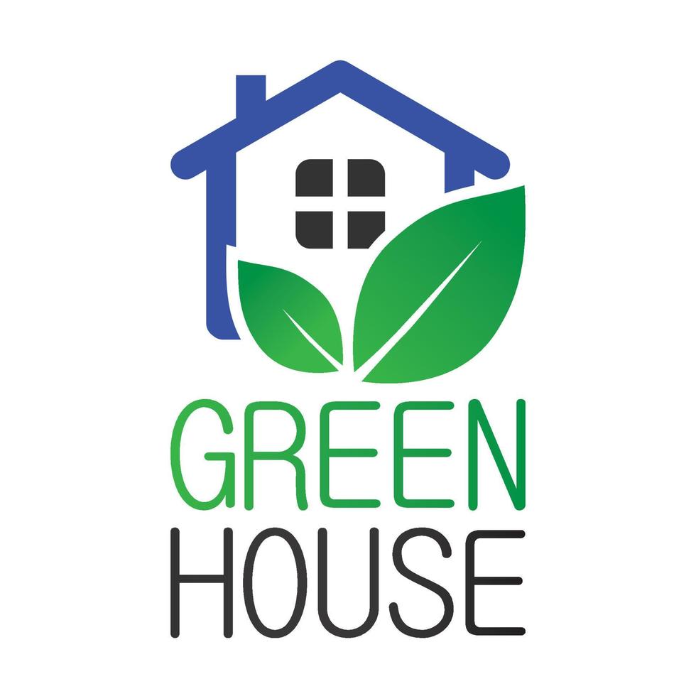 green house large green leaves in front of the house company logo icon symbol vector