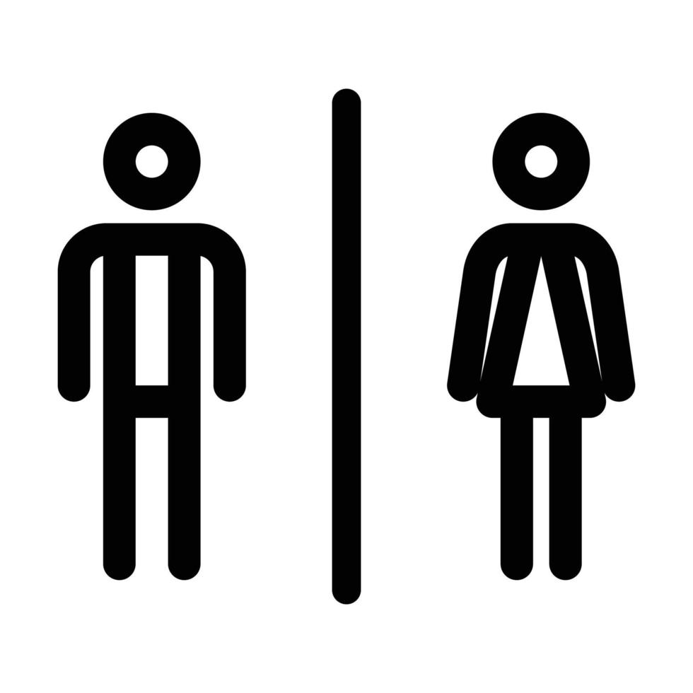 logotipo de signo de baño de baño masculino femenino con estilo adulto de línea en negrita vector