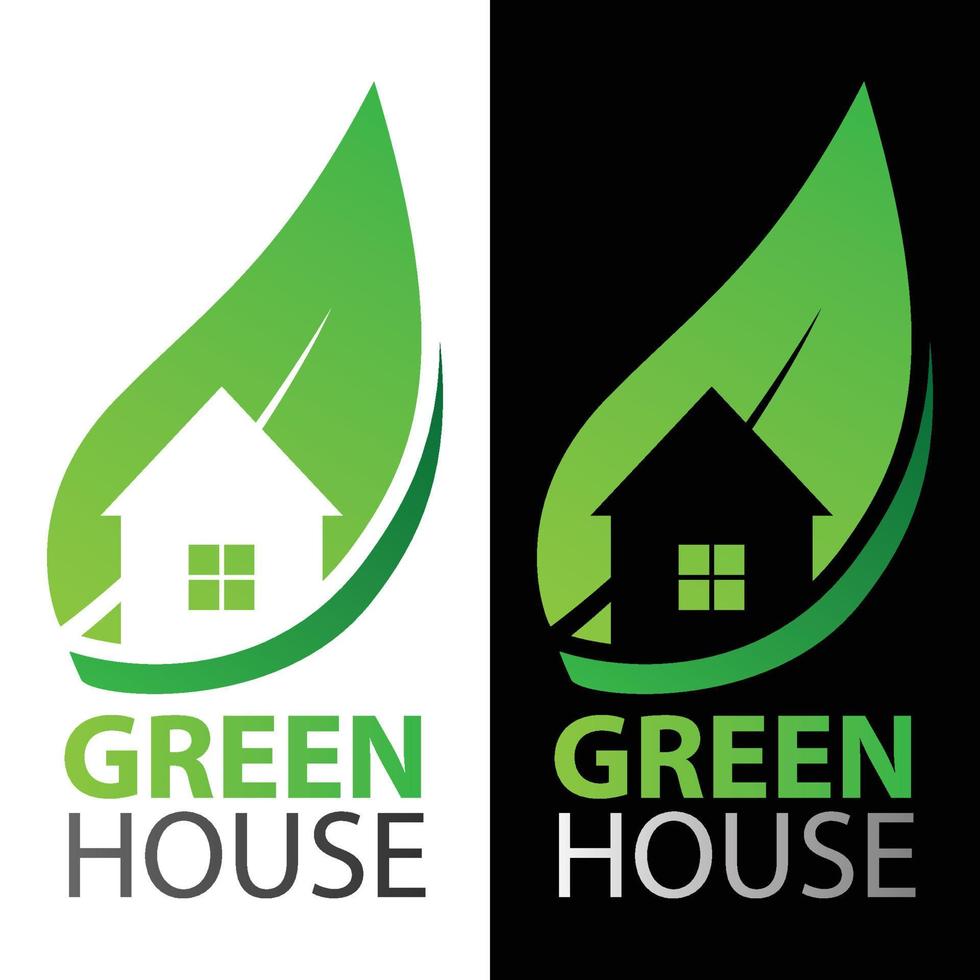 green house inside leaf black and white company logo icon symbol vector