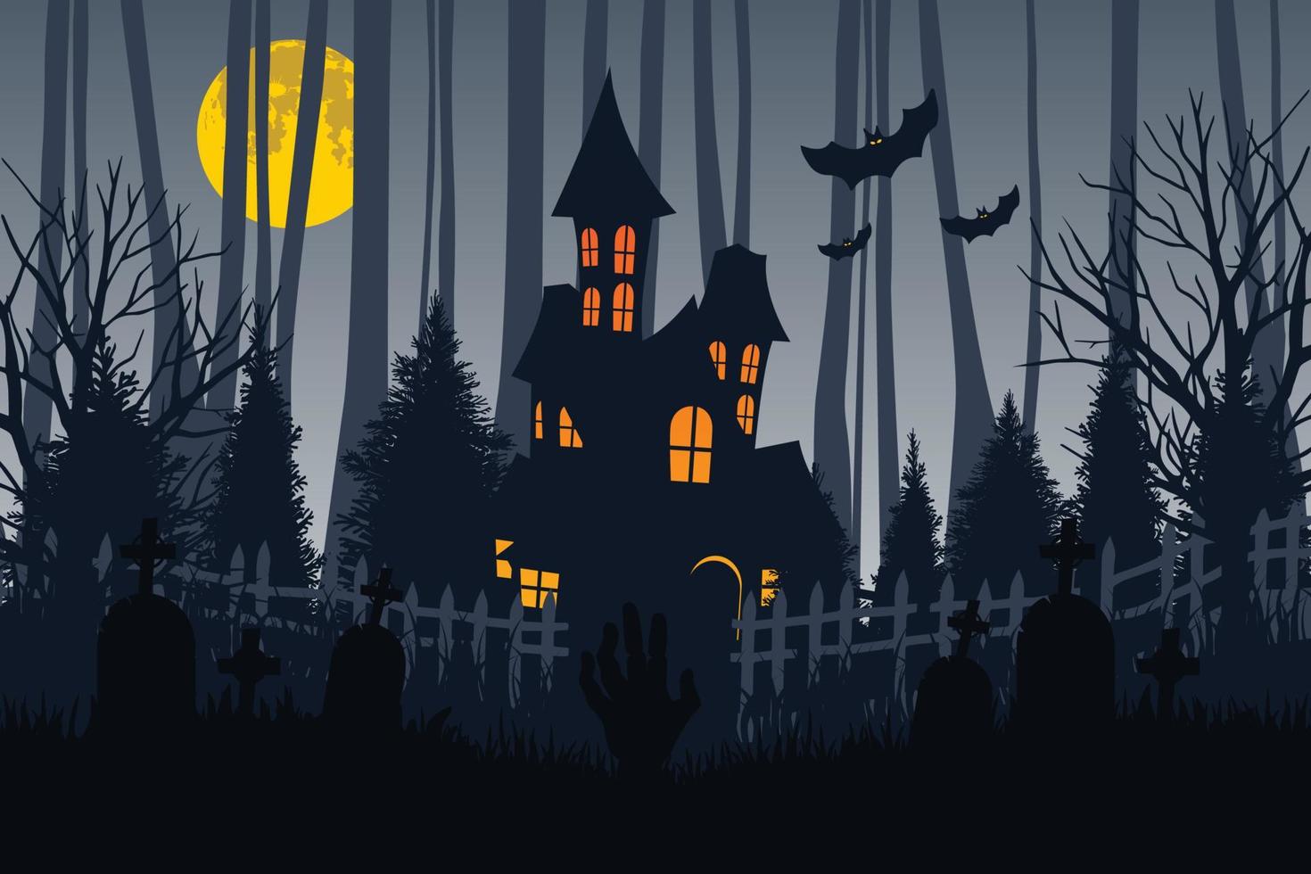 Spooky haunted house vector illustration