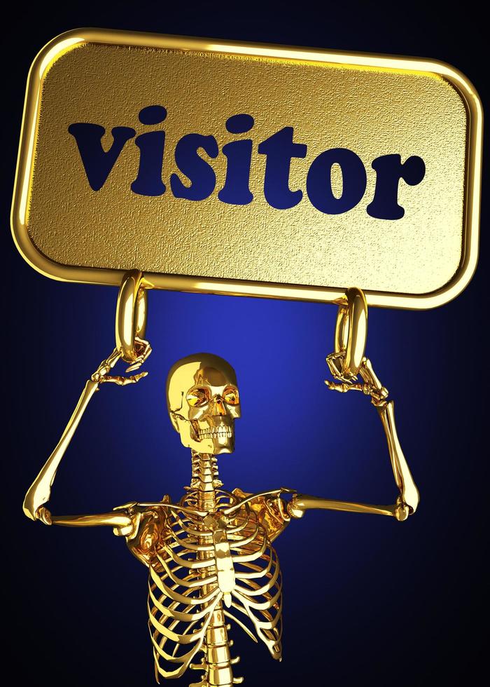 visitor word and golden skeleton photo