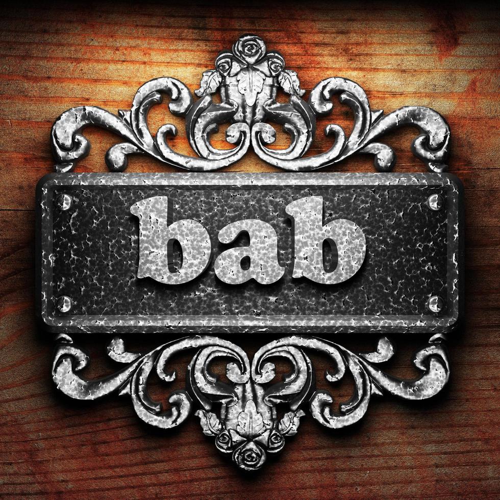 bab word of iron on wooden background photo