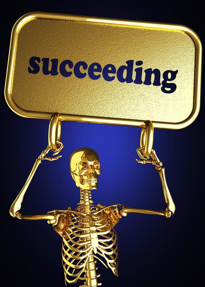 succeeding word and golden skeleton photo