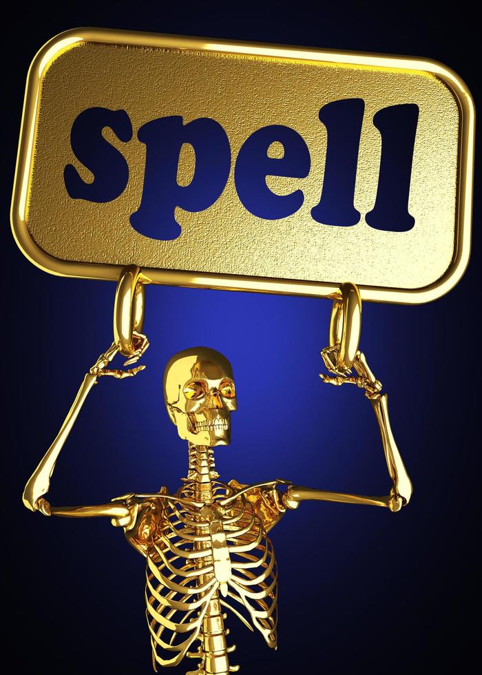 spell word and golden skeleton photo