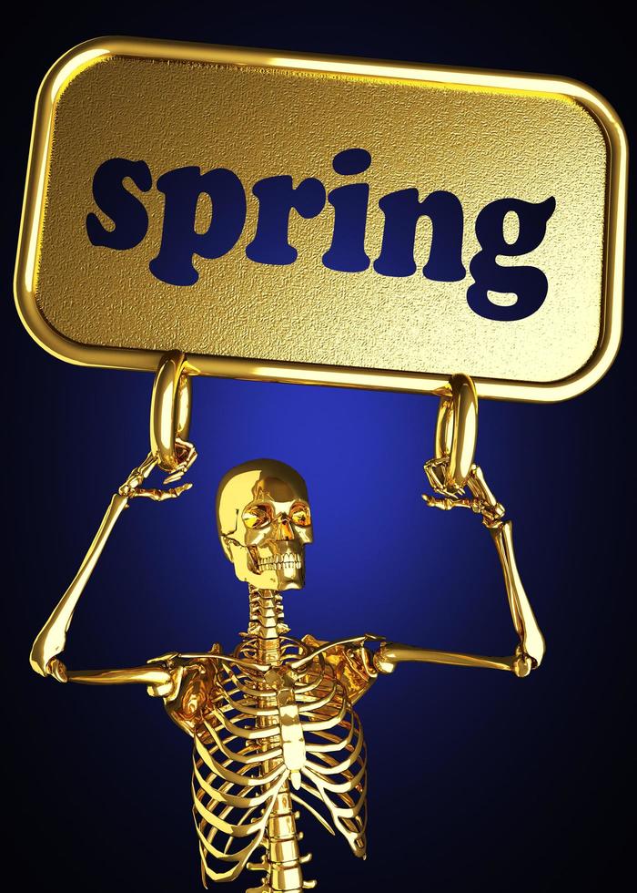 spring word and golden skeleton photo