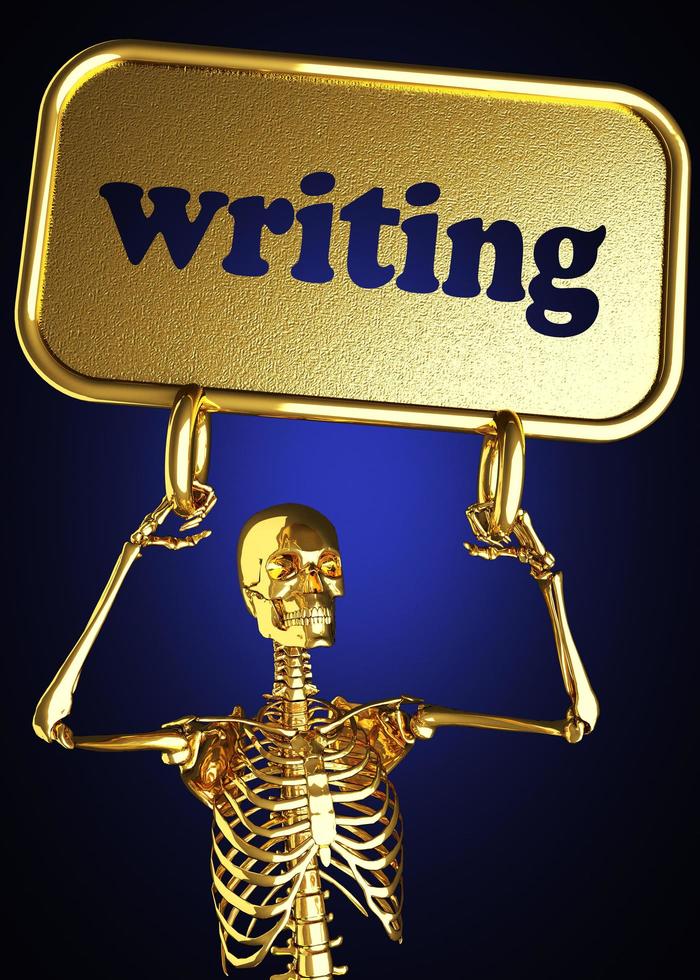 writing word and golden skeleton photo