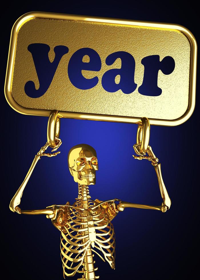 year word and golden skeleton photo