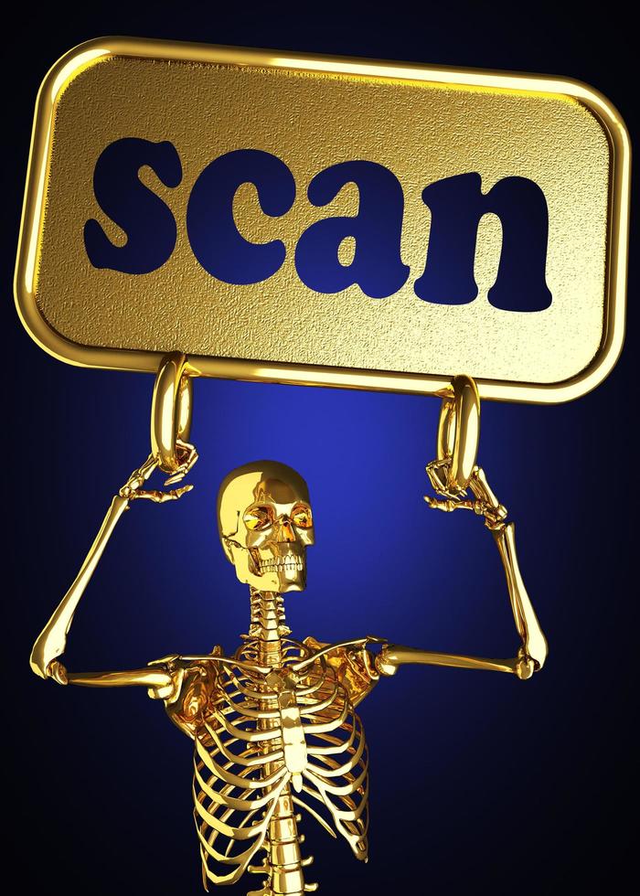 scan word and golden skeleton photo