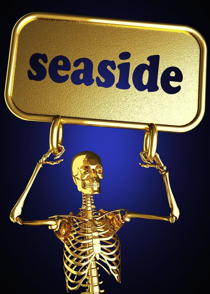 seaside word and golden skeleton photo