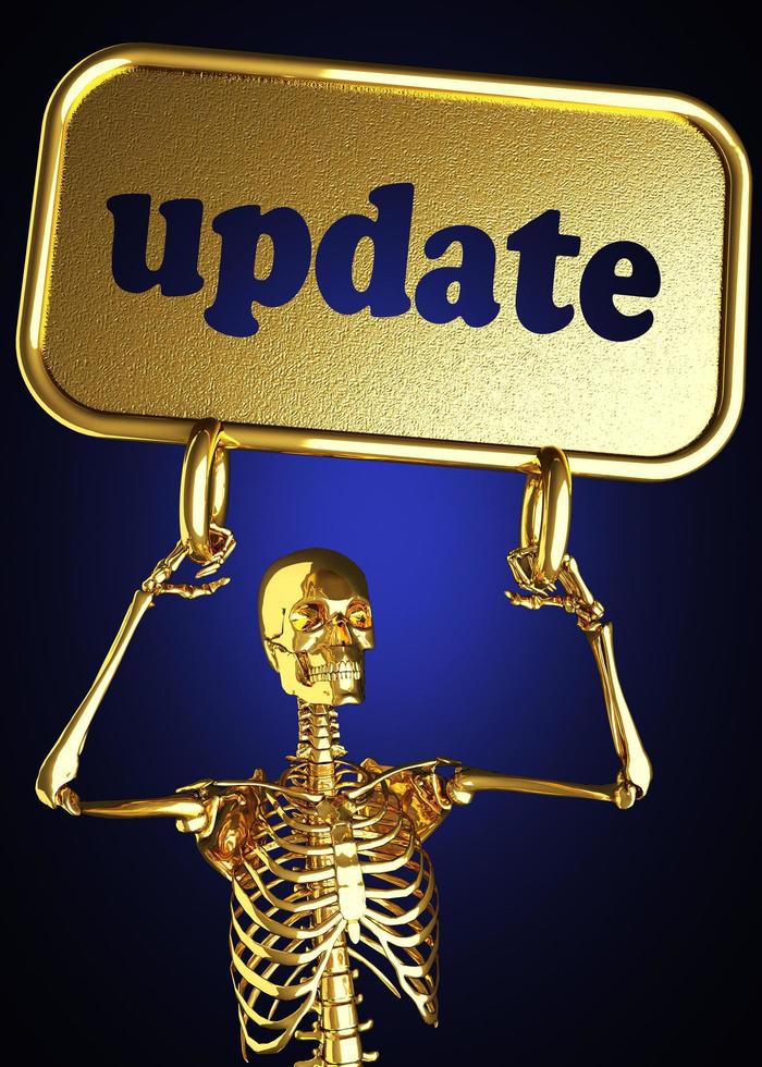 actualizar palabra y esqueleto dorado foto