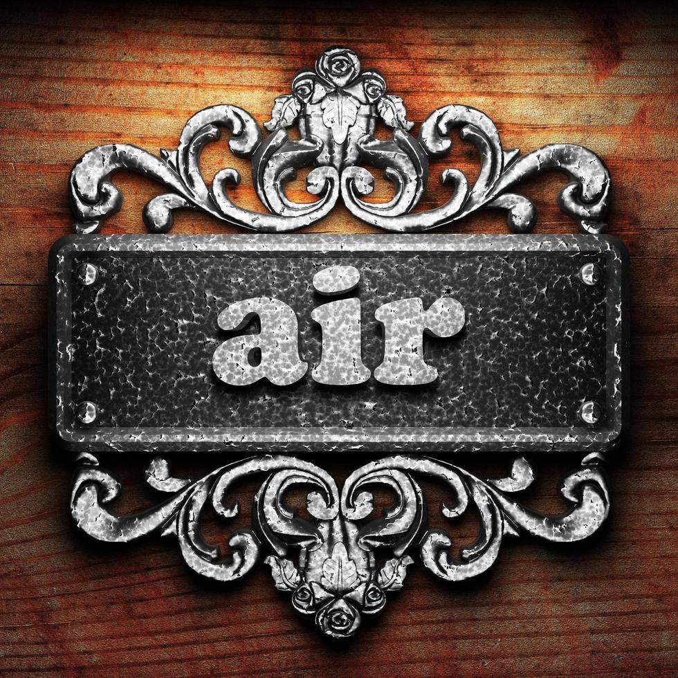 air word of iron on wooden background photo