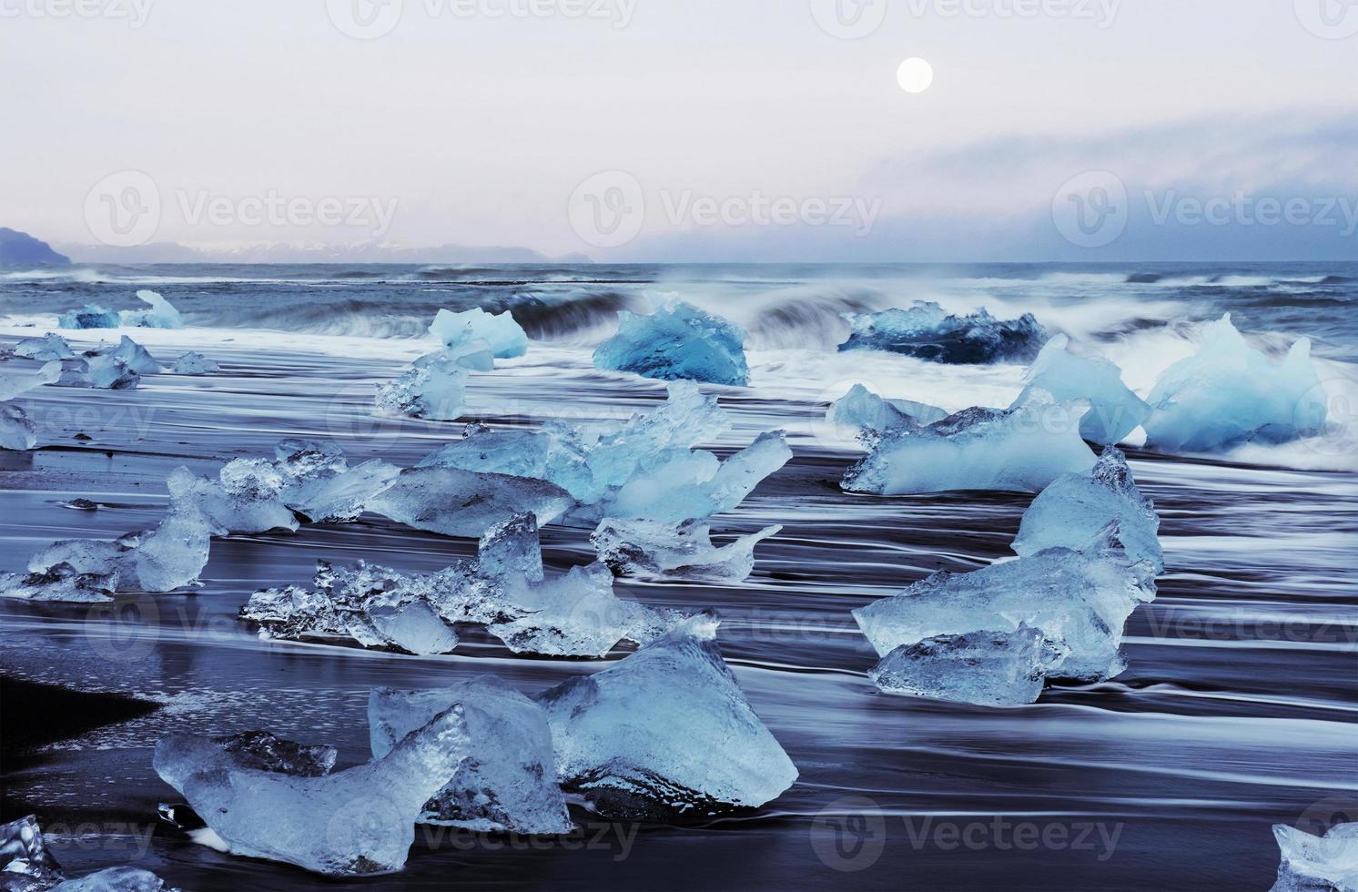 Iceland, Jokulsarlon lagoon, Beautiful cold landscape picture of icelandic glacier lagoon bay photo