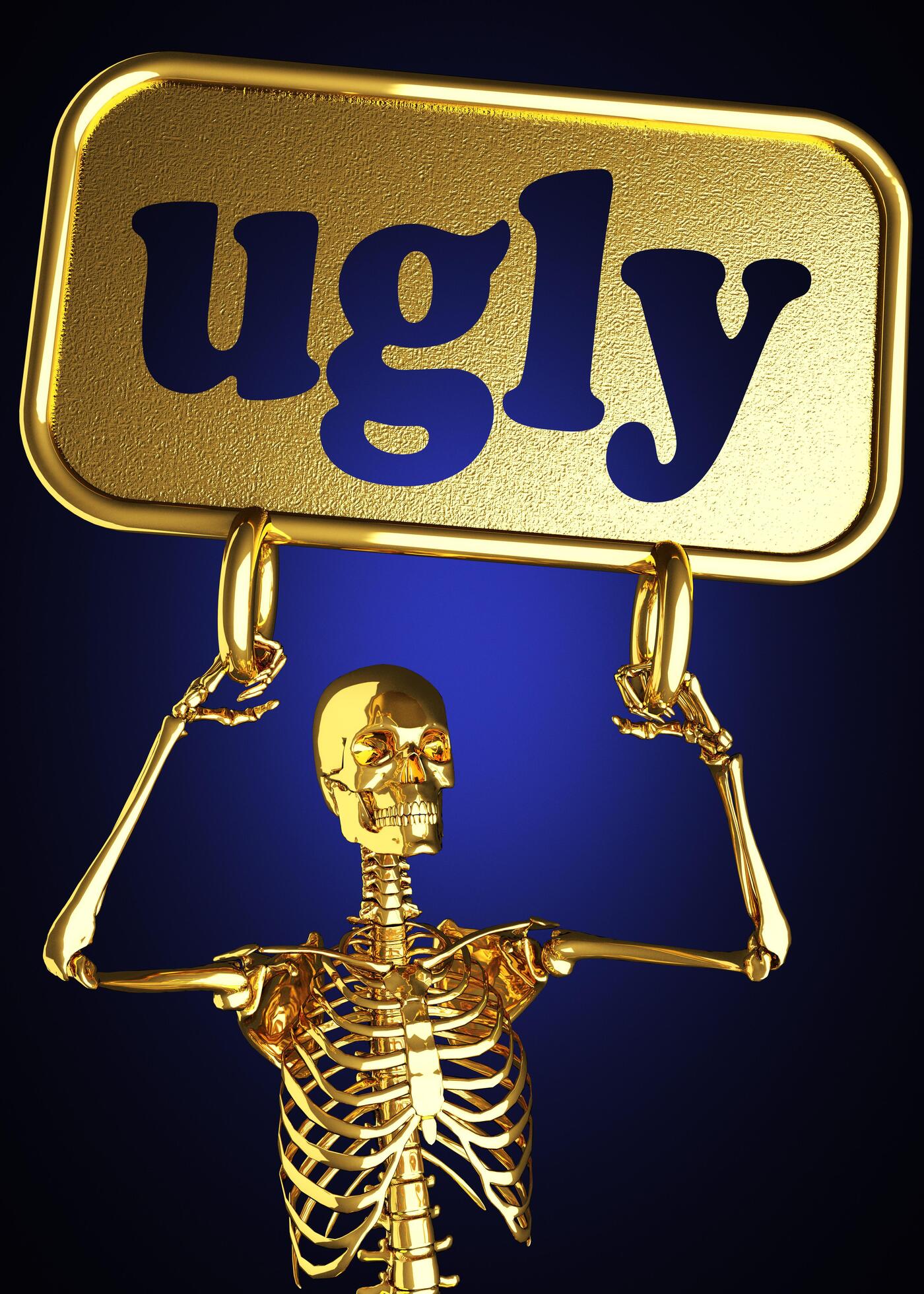 ugly word and golden skeleton 6347428 Stock Photo at Vecteezy