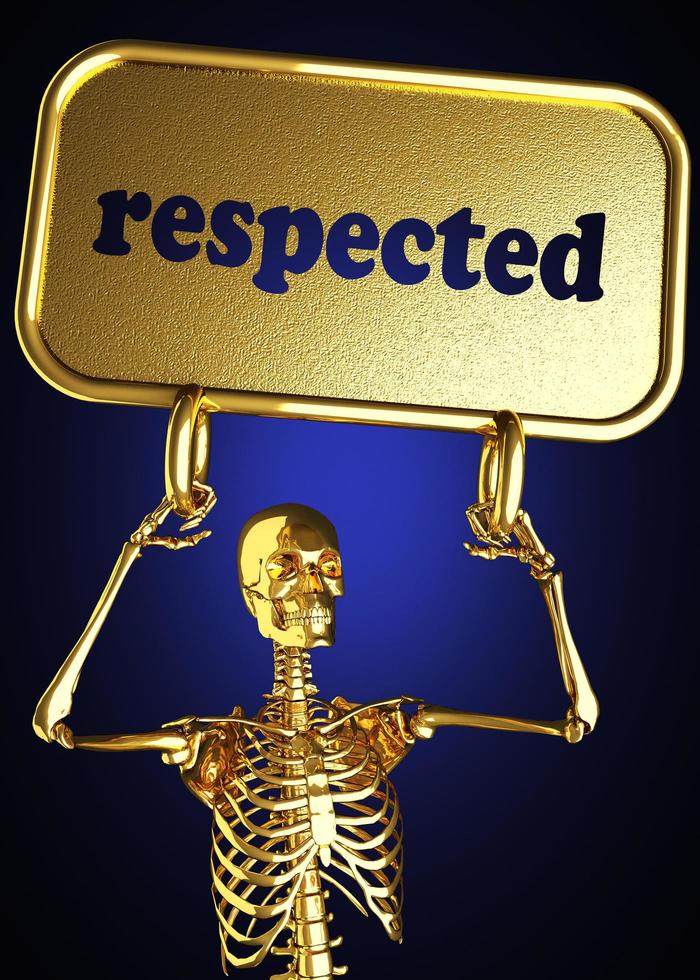palabra respetada y esqueleto dorado foto