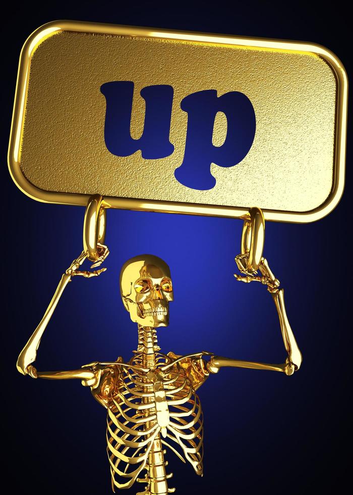 up word and golden skeleton photo