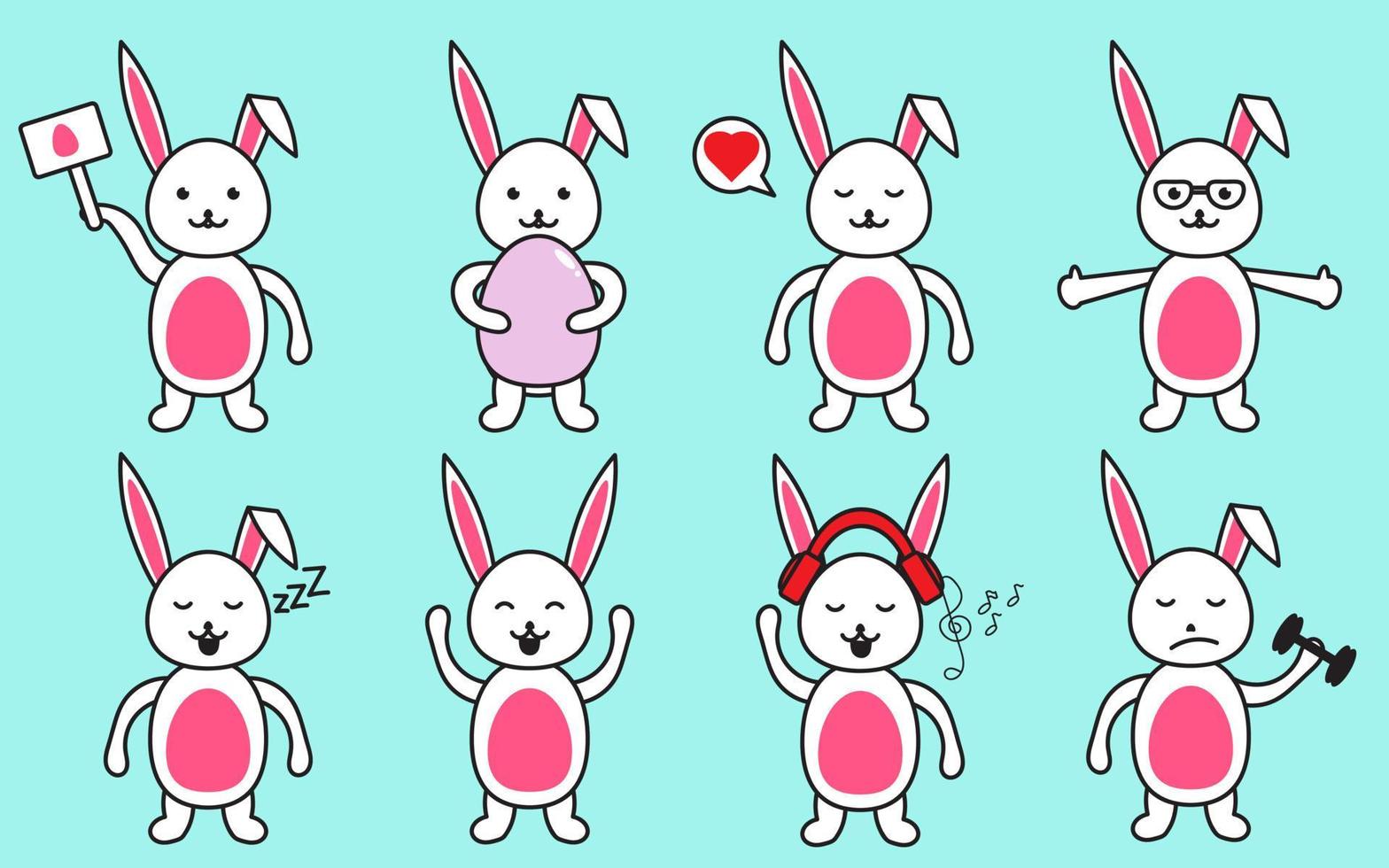 Cute Rabbit Emoticons for easter day vector