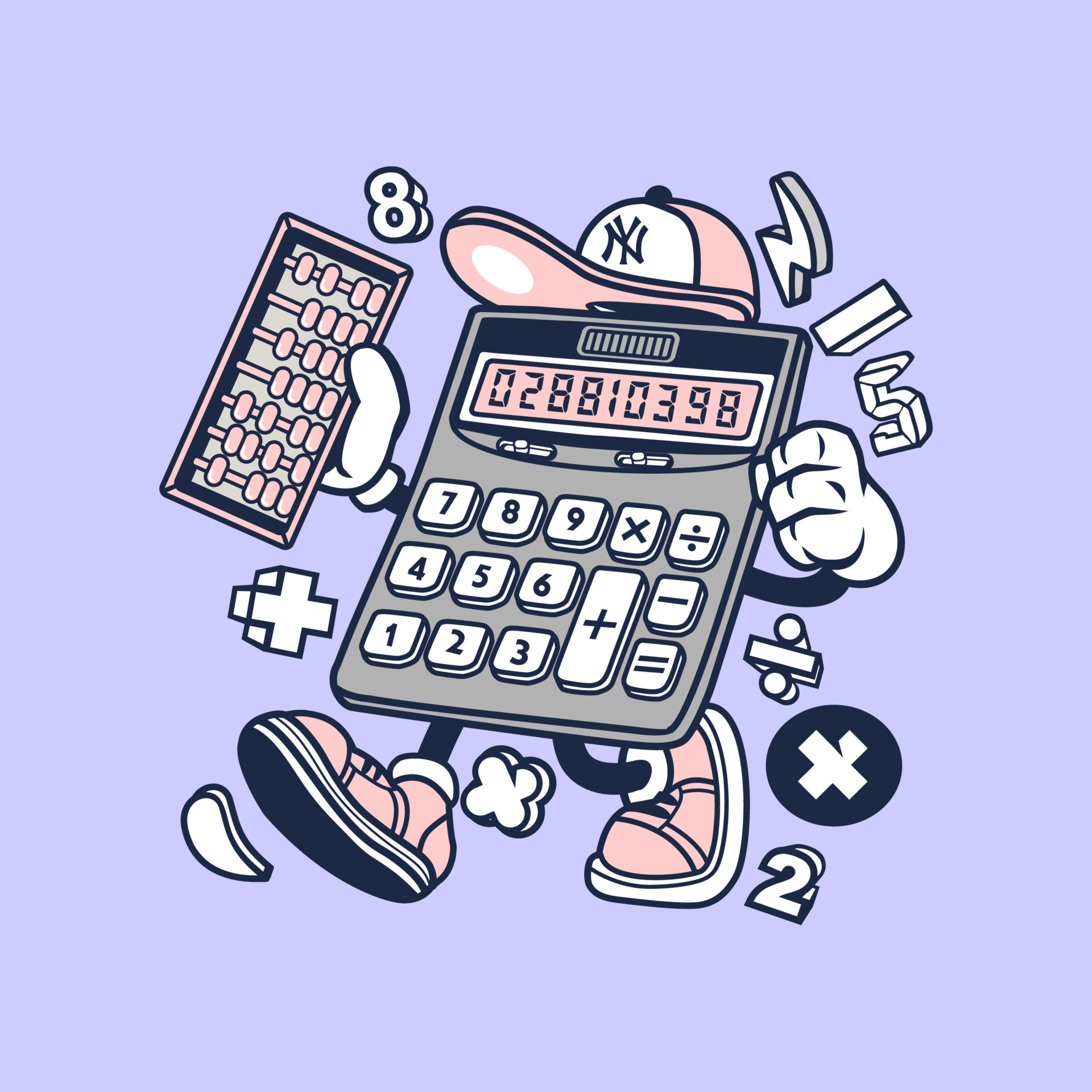 Vector cartoon design of a calculator wearing a hat that looks like it's running 6347889 Vector Art at Vecteezy Vector cartoon design of a calculator wearing a hat that looks like it's running 6347889 Vector Art at Vecteezy
