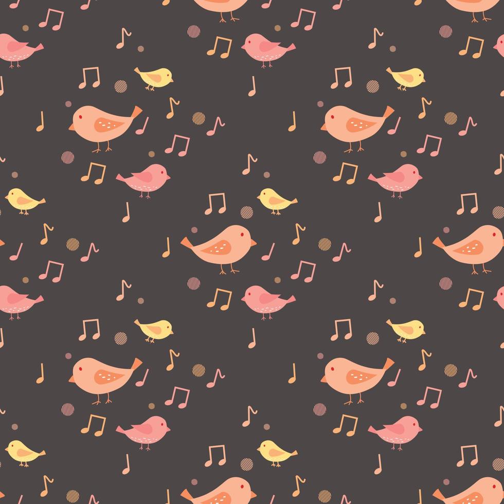 colorful cute bird with music note seamless for fabric pattern vector