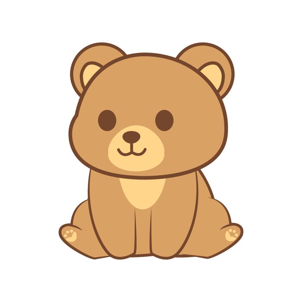 cute chubby bear sitting vector