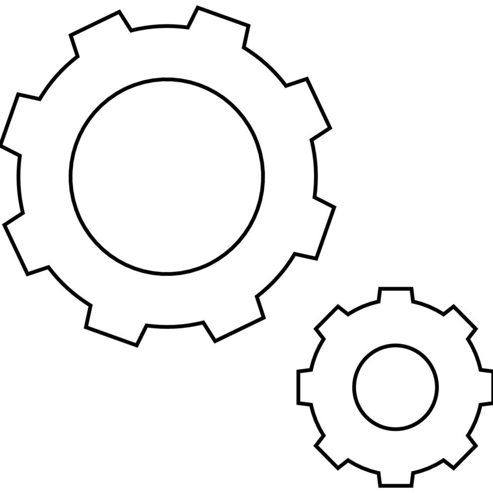 icono de línea delgada plana de dos engranajes con trazos editables. vector