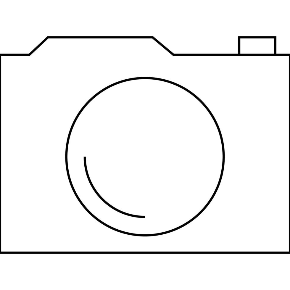 digital camera flat thin line icon with editable strokes. vector
