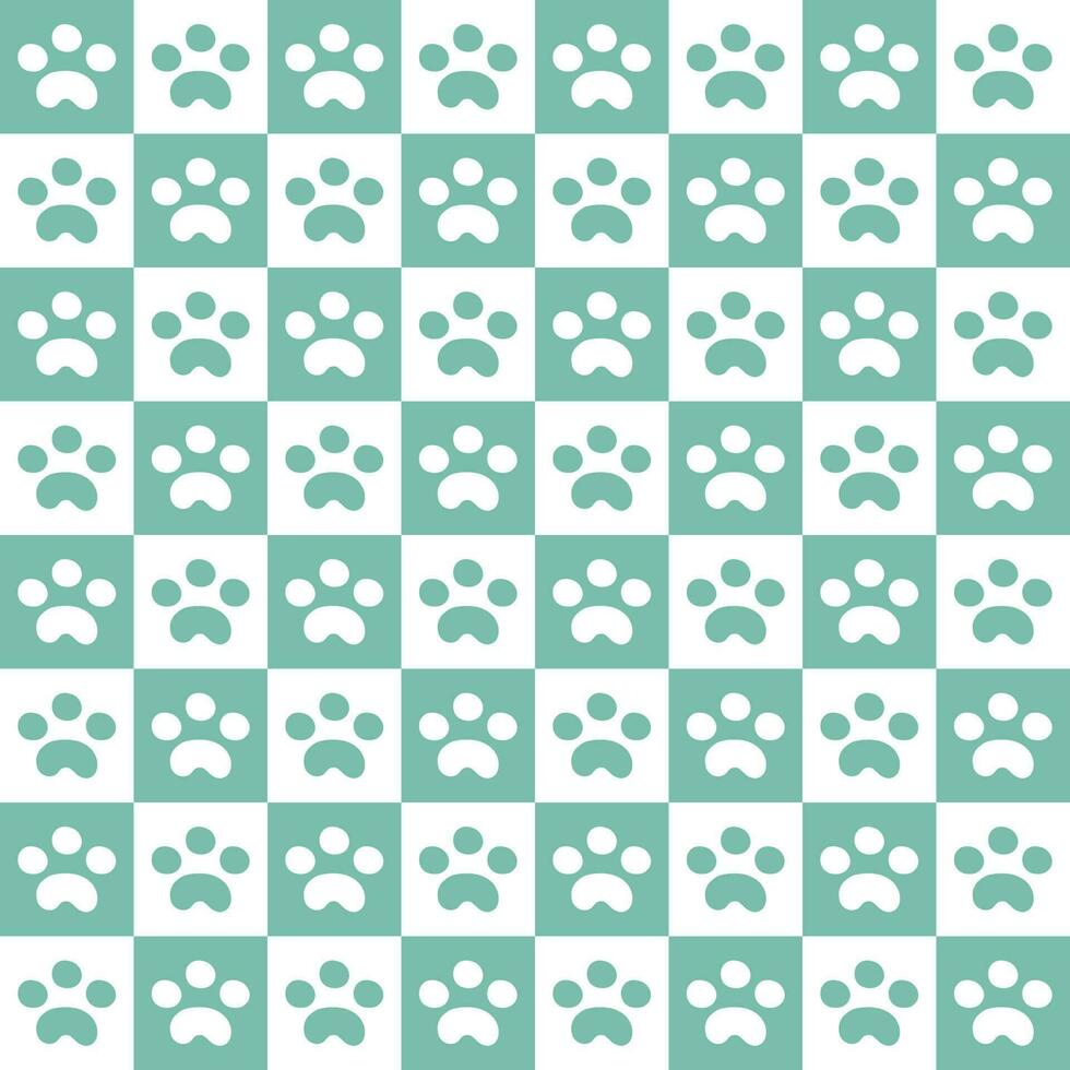 Green Animal Footed Grid Seamless Background vector