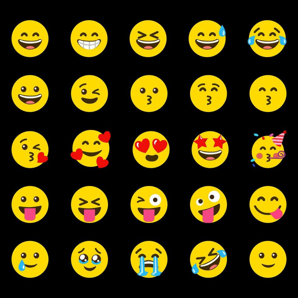 Emoji emoticons symbols icons set. Vector Illustrations