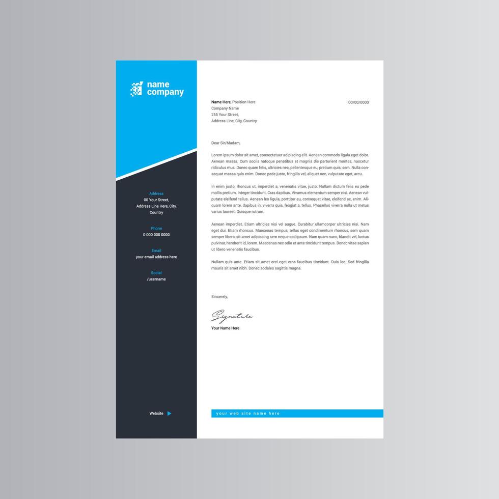 Clean and Modern Letterhead Template. Pro Vector