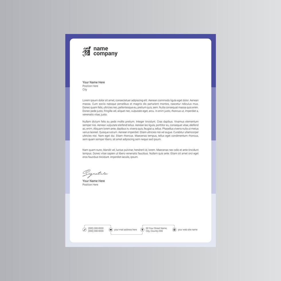 Clean and Modern Letterhead Template. Pro Vector