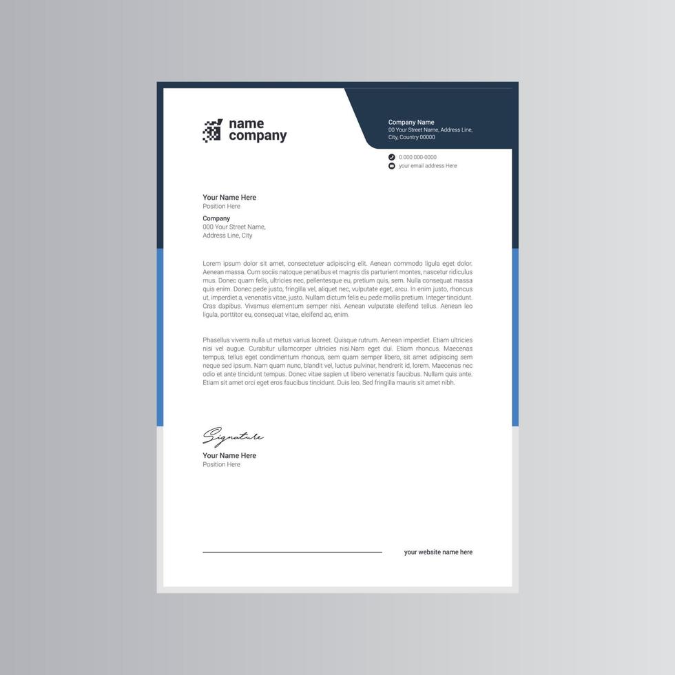 Clean and Modern Letterhead Template. Pro Vector