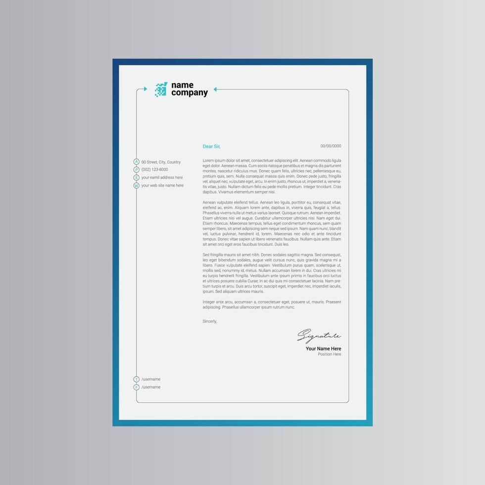 Clean and Modern Letterhead Template. Pro Vector