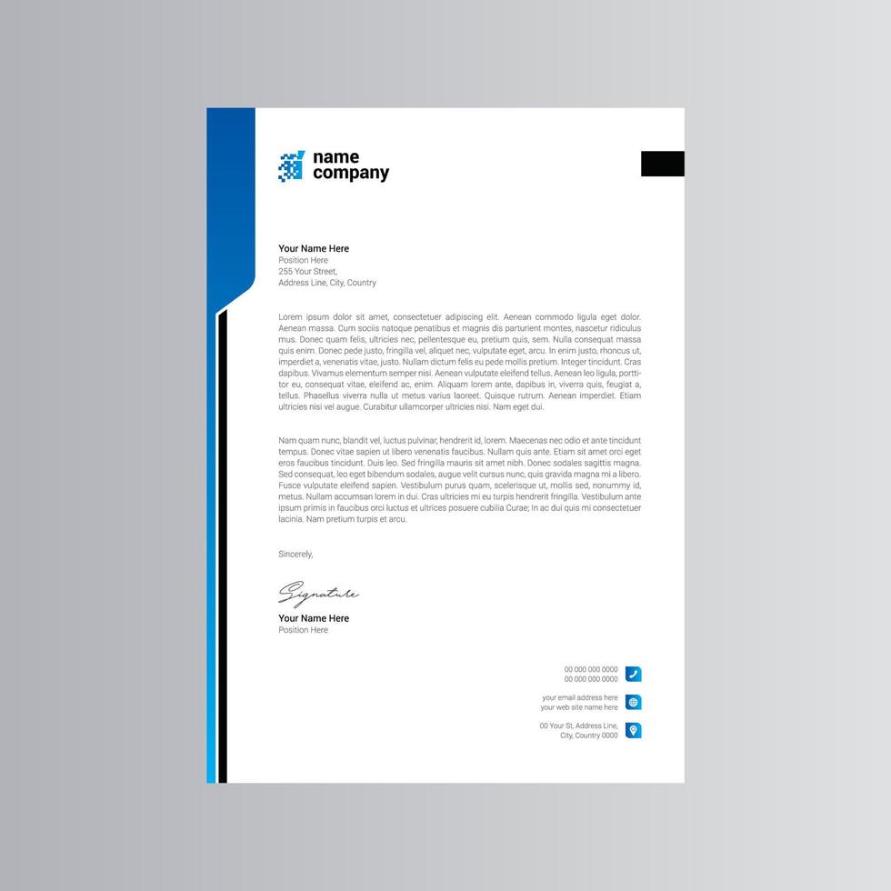 Clean and Modern Letterhead Template. Pro Vector